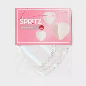Spritz Valentine Hanging Heart Decor Set of 8 Iridescent Paper Party Decorations
